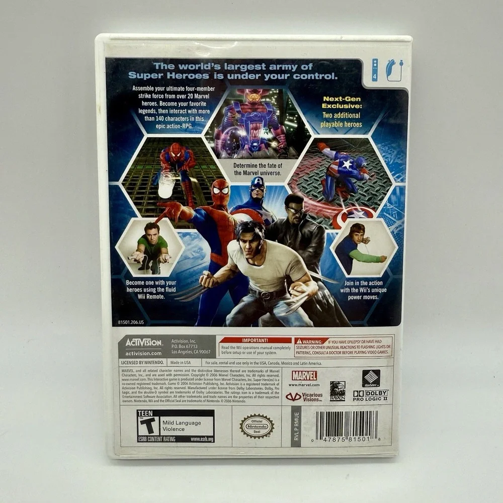 Marvel Ultimate Alliance for Nintendo‎ Wii Game, Case And Manual Tested